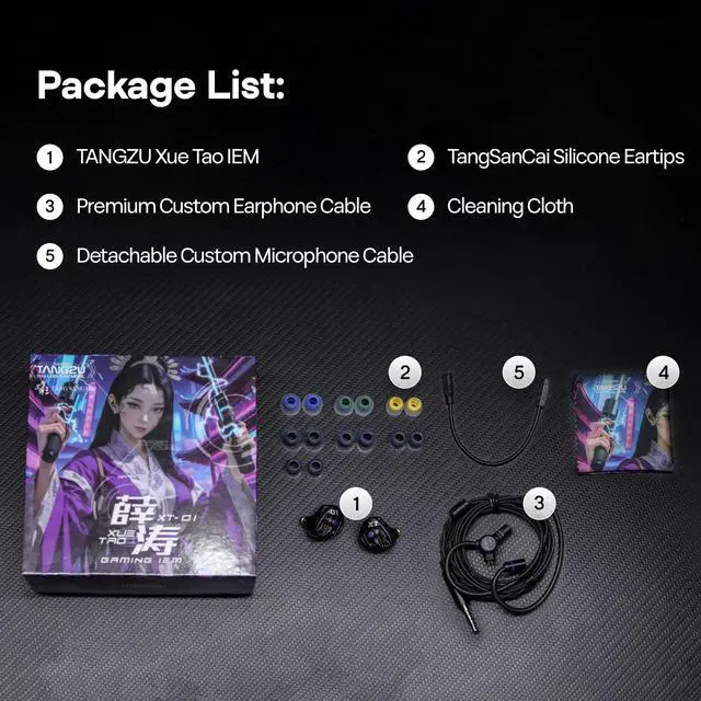 Alt view image 7 of 7 - TANGZU Xue Tao Gaming IEMs, HiFi Wired Earbuds with Detachable Mic,10mm Glass Diaphragm Driver in Ear Monitor,with 2Pin Detachable OFC Cable for Audiophile Gamers (3.5mm MIC)