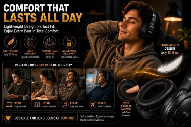 Alt view image 4 of 6 - 2-in-1 Bluetooth Headphones & Wireless Speaker, Bluetooth 5.3 Over Ear Headphones with Microphone, TF Card Playback, Dual 40mm Drivers, 3 EQ Modes, 18H Playtime, USB-C Charging, Gift Ready