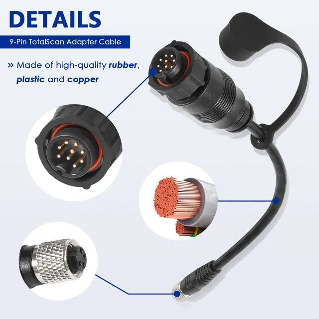 Alt view image 5 of 6 - 1852076 MKR-US2-16 Adapter Cable Replace for Lowrance 9-Pin TotalScan Adapter Cable Fish Finder Adapter Cable (Fit for Elite Ti2 & HDS)