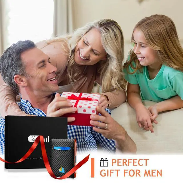 Alt view image 7 of 7 - Smart Tracker Wallet for Men,Compatible with Android and Ios, Mens Wallet GPS Tracker Card Holder With Men Gift for Christmas. (Carbon Black) (iOS & Android)