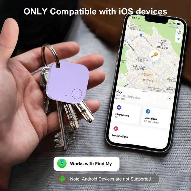 Alt view image 2 of 6 - Bluetooth Tracker Tag with Extra Battery, Work with Apple Find My (iOS Only, Not for Android), Item Finder for Keys, Backpack, Suitcase, Wallet, Luggage, Black (Colorful, 4 Pack)