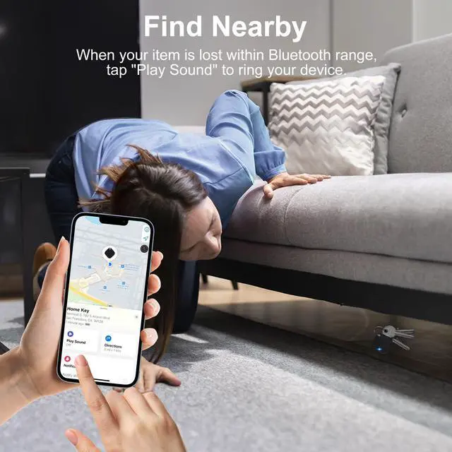 Alt view image 3 of 6 - Bluetooth Tracker Tag with Extra Battery, Work with Apple Find My (iOS Only, Not for Android), Item Finder for Keys, Backpack, Suitcase, Wallet, Luggage, Black (Colorful, 4 Pack)