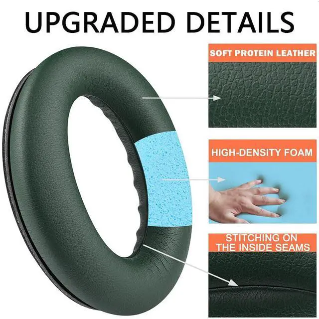 Alt view image 3 of 7 - Ear Cushions and Headband Cushion Foam for Bose QuietComfort 45 (QC45) Headphones Accessories Easy to Install 45 ((45-Green))