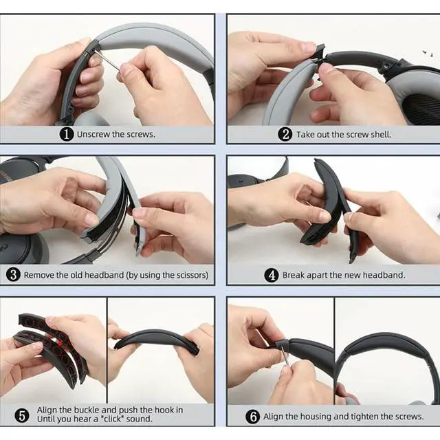 Alt view image 5 of 6 - Ear Cushions and Headband Cushion Foam for Bose QuietComfort 45 (QC45) Headphones Accessories Easy to Install 45 (45-Sky Blue)