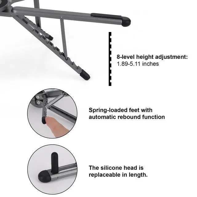 Alt view image 4 of 7 - Multifunctional Magnetic Phone Stand, 8-Level Adjustable Height 4 in 1 Magnet Laptop Stand Foldable Portable Device Holder Compatible with Phone Laptops Tablets Desk & Car Use Accessories