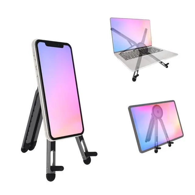 Alt view image 5 of 7 - Multifunctional Magnetic Phone Stand, 8-Level Adjustable Height 4 in 1 Magnet Laptop Stand Foldable Portable Device Holder Compatible with Phone Laptops Tablets Desk & Car Use Accessories