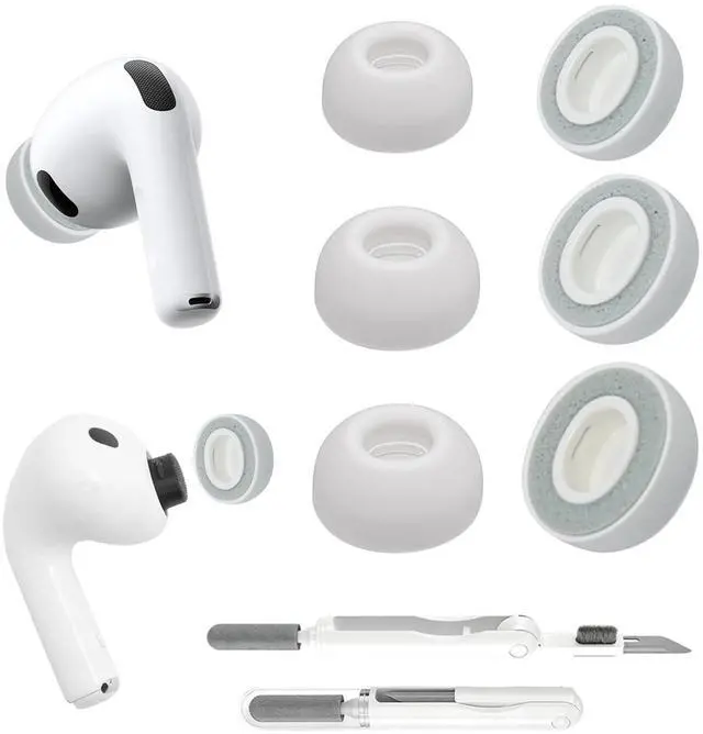 Main image of Replacement Memory Foam Ear Tips for AirPods Pro 3 (2025) + Cleaning Pen, Soft Memory Foam,Fits Charging Case,Anti-Slip, 3 Pairs(S/M/L, White)