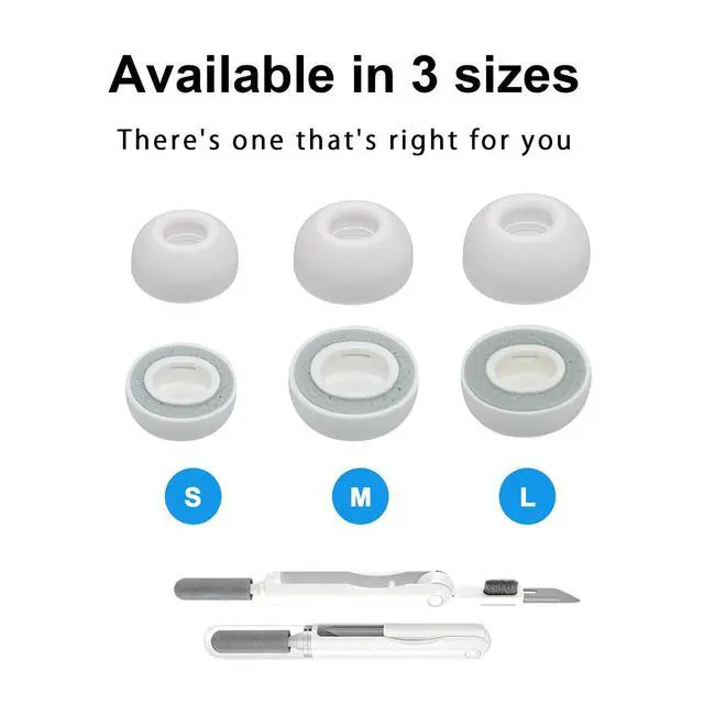 Alt view image 4 of 6 - Replacement Memory Foam Ear Tips for AirPods Pro 3 (2025) + Cleaning Pen, Soft Memory Foam,Fits Charging Case,Anti-Slip, 3 Pairs(S/M/L, White)