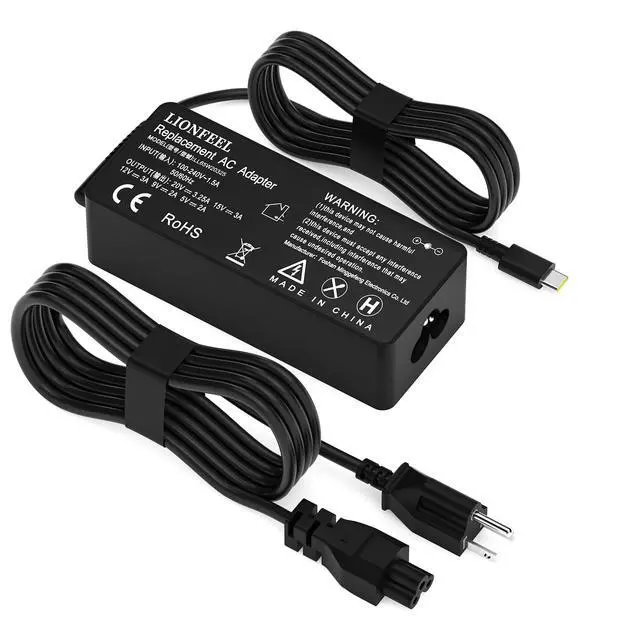 Alt view image 2 of 7 - Laptop Charger Type C, 65w USB C Charger fit for Lenovo Thinkbook/Charomebook/Yoga/Thinkpad/Ideapad, Fast Charging AC Adapter Computer PC Chager