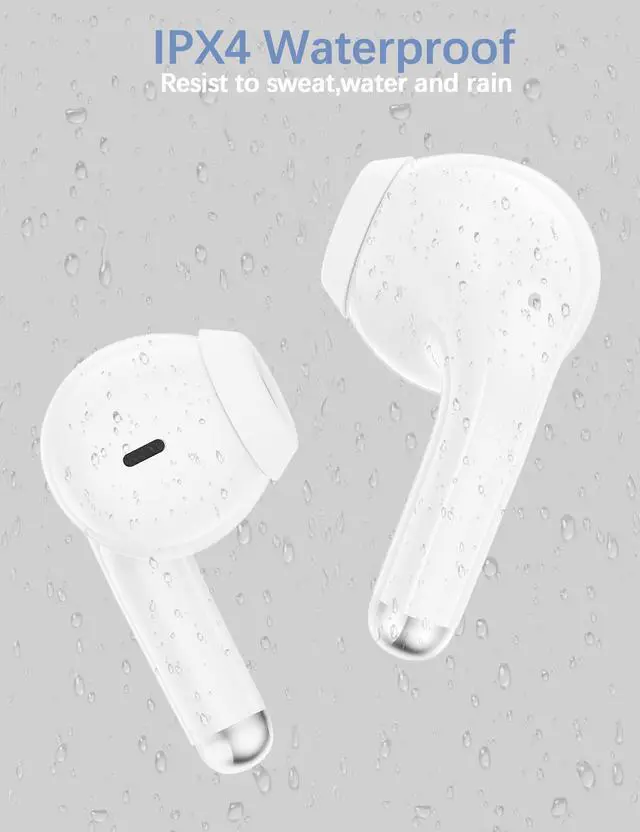 Alt view image 4 of 6 - for Apple Wireless Earbuds Small Headset Headphones Ear Bud White | 5.3 Bluetooth Earphones Noise Canceling Workout Sports Gym iPhone 17 17e 16 16e 15 Pro 14 13 for Samsung Galaxy S26 Android