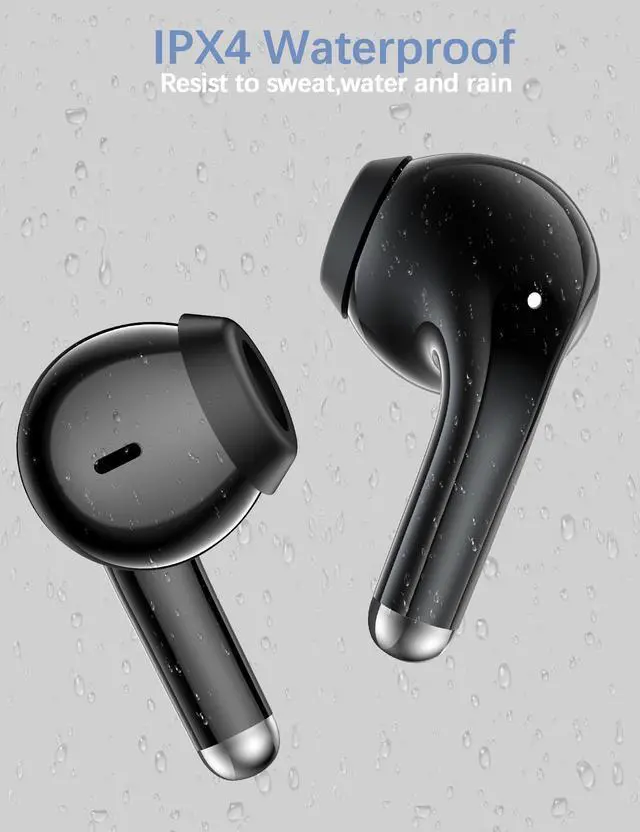 Alt view image 4 of 6 - for Apple Wireless Earbuds Small Headset Headphones Ear Bud Black | 5.3 Bluetooth Earphones Noise Canceling Workout Sports Gym iPhone 17 17e 16 16e 15 Pro 14 13 for Samsung Galaxy S26 Android