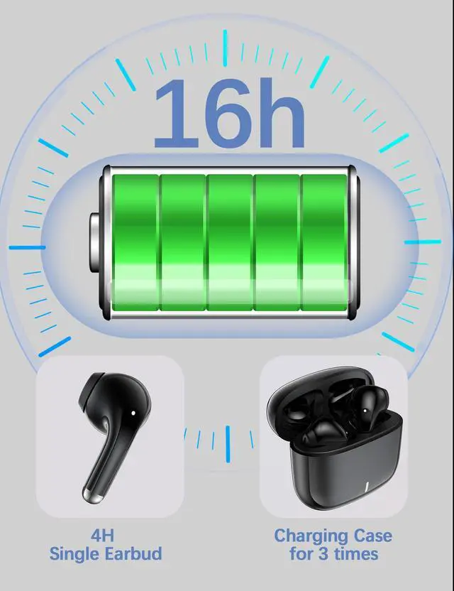 Alt view image 5 of 6 - for Apple Wireless Earbuds Small Headset Headphones Ear Bud Black | 5.3 Bluetooth Earphones Noise Canceling Workout Sports Gym iPhone 17 17e 16 16e 15 Pro 14 13 for Samsung Galaxy S26 Android