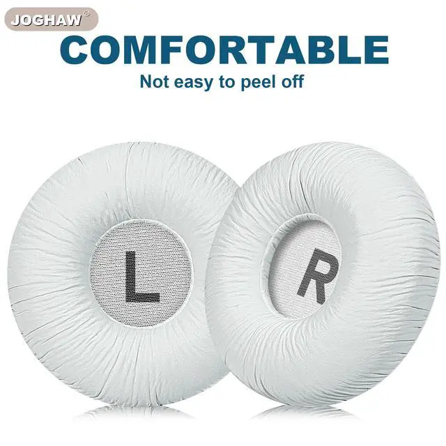 Alt view image 4 of 6 - Replacement Ear Pads for JBL Tune 600BTNC/660NC/T600BT/670NC - Protein Leather (Textured PU Leather) with Memory Foam - White