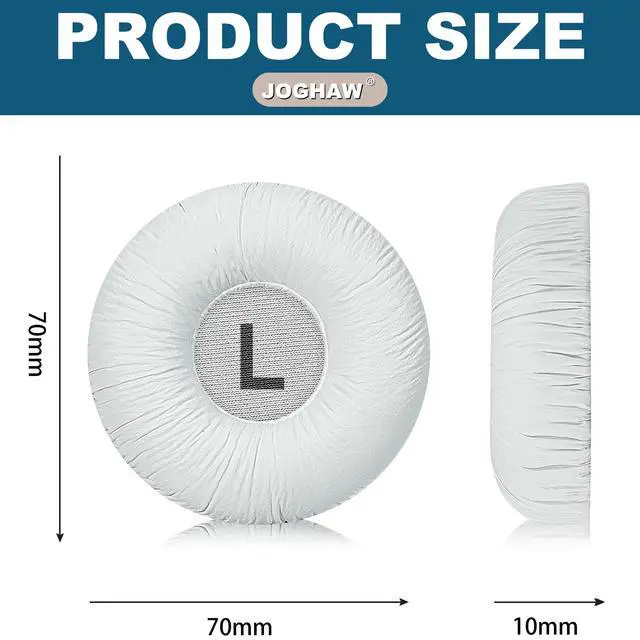 Alt view image 6 of 6 - Replacement Ear Pads for JBL Tune 600BTNC/660NC/T600BT/670NC - Protein Leather (Textured PU Leather) with Memory Foam - White