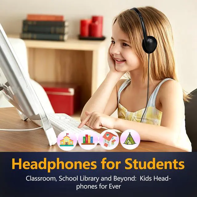 Alt view image 3 of 7 - USB Type C Headphones Bulk for Classroom 20 Pack, Wired On Ear Black | Kids Headphones USB C for School Testing Computer Lab Teens Students, USB-C Plug Chromebook Laptop PC Pad