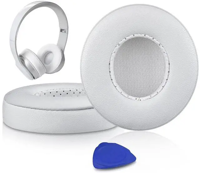 Main image of Lambskin Earpads Cushions Replacement for Beats Solo 2 & Solo 3 Wireless On-Ear Headphones, Solo2 Solo3 Ear Pads with High-Density Foam, Added Thickness - White