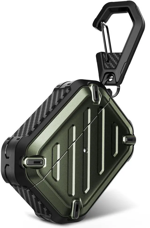 Main image of for Airpods Pro Case (2023/2022 / 2019) with Carabiner, DarkGreen | Military-Grade Drop Protection, Anti-Scratch Hard Shell Cover for AirPods Pro 1st / 2nd, Supports Wireless Charging, UB Pro