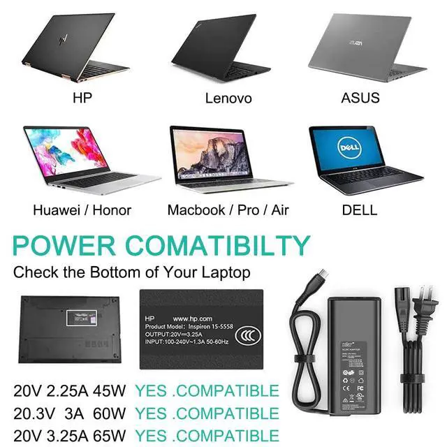Alt view image 4 of 6 - UL Listed 65W USB C Charger Compatible with LG Gram 14 15 16 17 Series 17Z90N 16Z90P 15Z90N 14Z90P Superslim 15Z90RT Laptop,LG CineBeam PU600U PU615U projectors and Ultra PC 16U70Q 16U70R 17U70P