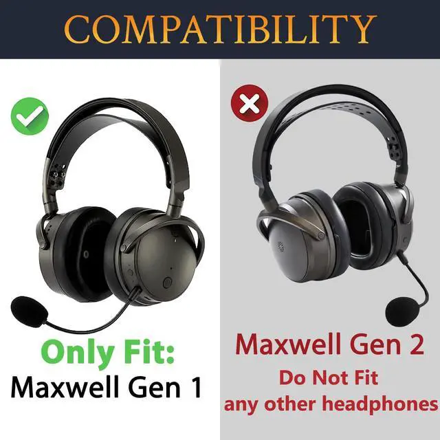 Alt view image 2 of 6 - Replacement Earpads for Audeze Maxwell (Do Not Fit Audeze Maxwell 2) Headphones, Ear Pads Cushions with Soft Protein Leather, High-Density Noise Cancelling Foam - Black