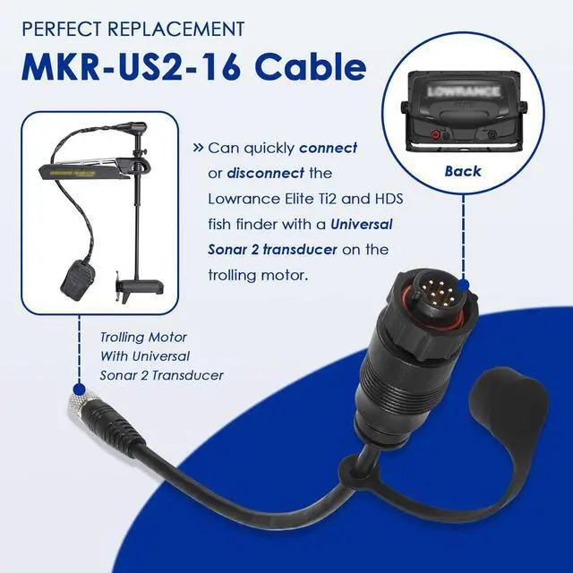 Alt view image 3 of 6 - 1852076 MKR-US2-16 Adapter Cable Replace for Lowrance 9-Pin TotalScan Adapter Cable Fish Finder Adapter Cable (Fit for Elite Ti2 & HDS)