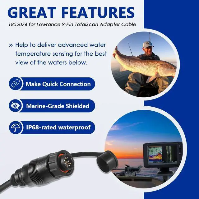 Alt view image 4 of 6 - 1852076 MKR-US2-16 Adapter Cable Replace for Lowrance 9-Pin TotalScan Adapter Cable Fish Finder Adapter Cable (Fit for Elite Ti2 & HDS)