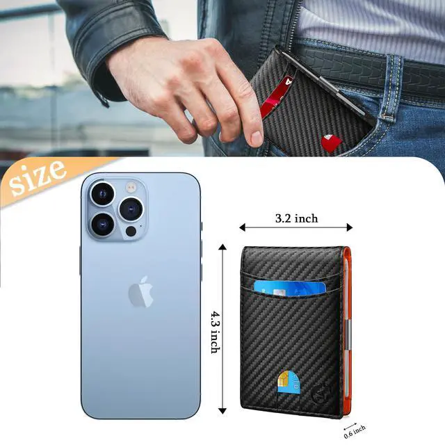 Alt view image 4 of 7 - Smart Tracker Wallet for Men,Compatible with Android and Ios, Mens Wallet GPS Tracker Card Holder With Men Gift for Christmas. (Carbon Black) (iOS & Android)