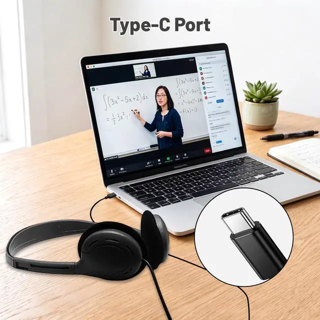 Alt view image 6 of 7 - USB-C Headphones Bulk 20 Pack, Black | Bulk Pack, Suitable for Classroom & School, For Children & Teenagers, Compatible with Pad & Smartphones