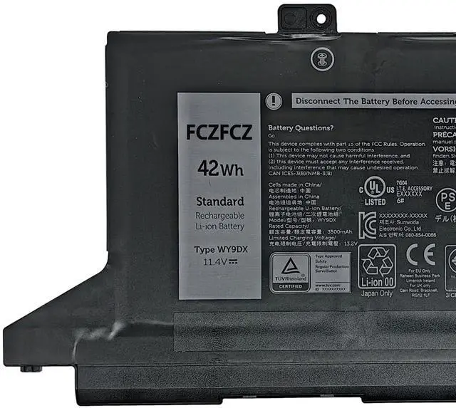 Alt view image 2 of 5 - WY9DX Battery Replacement for Dell Latitude 14 5420 / Latitude 15 5520 / Precision 15 3560 / P137G P137G001 / P104F P104F001 P104F002 Series RJ40G 01K2CF 075X16 0WK3F1 0M3KCN 005R42 42Wh 15.2V