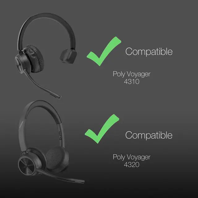 Alt view image 2 of 6 - Cushion Replacement Kit for Blue Parrot B550-XT, Poly Voyager Focus 2, Voyager 4300 - Oversized Cushions Enhances Everyday Comfort of Your Bluetooth Headsets - Foam Earpads, Mic Screens by Global Teck
