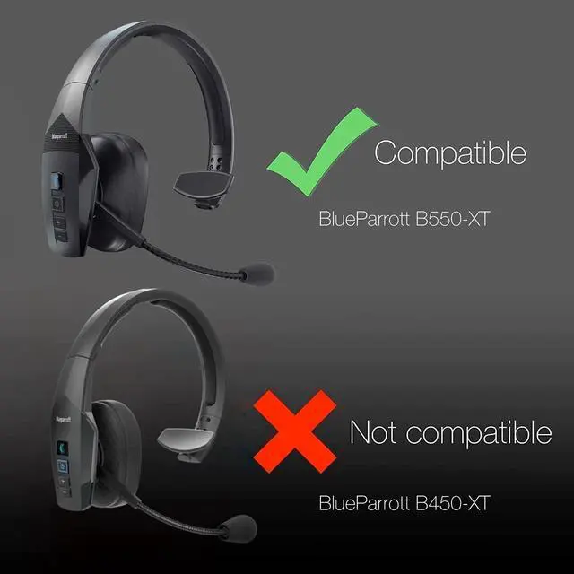 Alt view image 4 of 6 - Cushion Replacement Kit for Blue Parrot B550-XT, Poly Voyager Focus 2, Voyager 4300 - Oversized Cushions Enhances Everyday Comfort of Your Bluetooth Headsets - Foam Earpads, Mic Screens by Global Teck
