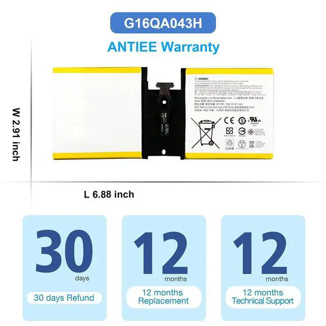 Alt view image 6 of 7 - G16QA043H Laptop Battery for Microsoft Surface Go 10 Pentium Gold 4415Y | 10" 1st Gen 1, for Microsoft Surface Go Model 1824 2 in 1 Detachable 2018 64GB 128GB 256GB, Includes Tool Kit