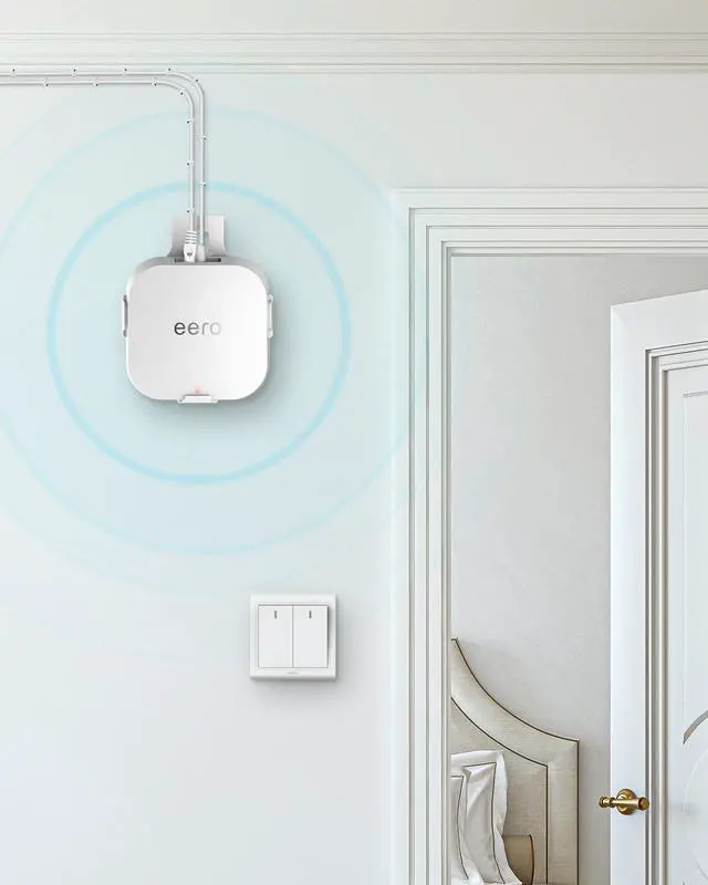 Alt view image 3 of 7 - Outlet Wall Mount Holder for eero Pro 6, eero Pro 6E, White, 3 Pack | Wall Bracket with Cord Management, Drill-Free Stand Compatible for Vertical Horizontal Outlets, Sturdy ABS Router Mount