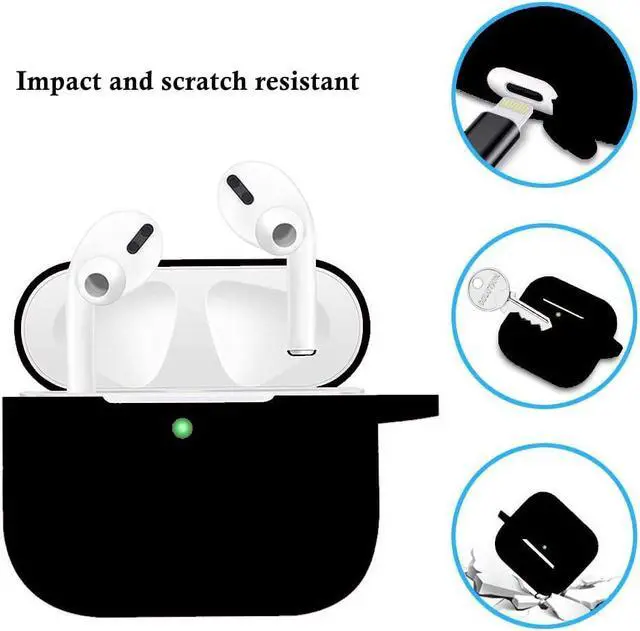 Alt view image 2 of 6 - Case Cover for Airpods Pro 2nd Generation Charging Case 2022, Soft Silicone Protective Case with Keychain and Cute Puff Pom Pom Ball Kit Front LED Visible (Black)