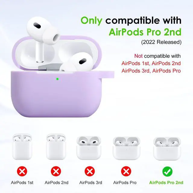 Alt view image 3 of 6 - Case Cover for Airpods Pro 2nd Generation Charging Case 2022, Soft Silicone Protective Case with Keychain and Cute Puff Pom Pom Ball Kit Front LED Visible (Black)
