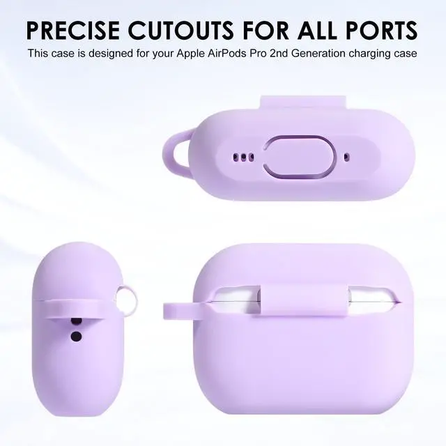 Alt view image 4 of 6 - Case Cover for Airpods Pro 2nd Generation Charging Case 2022, Soft Silicone Protective Case with Keychain and Cute Puff Pom Pom Ball Kit Front LED Visible (Black)