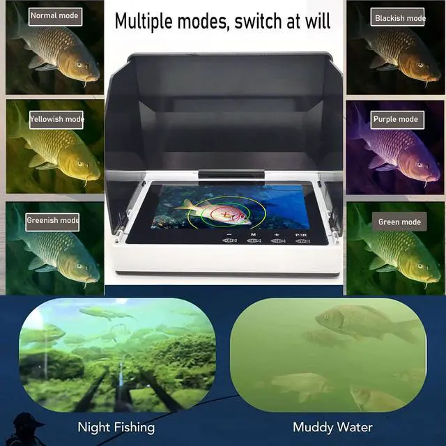 Alt view image 3 of 6 - 5" Underwater Fishing Camera,Portable LCD Monitor HD Fish Finder,Sun Visor | 1000TVL IPS Waterproof Depth Finders with 100ft Cable,1000mAh Battery for Ice Lake Boat Kayak Fishing,Ideal Gift