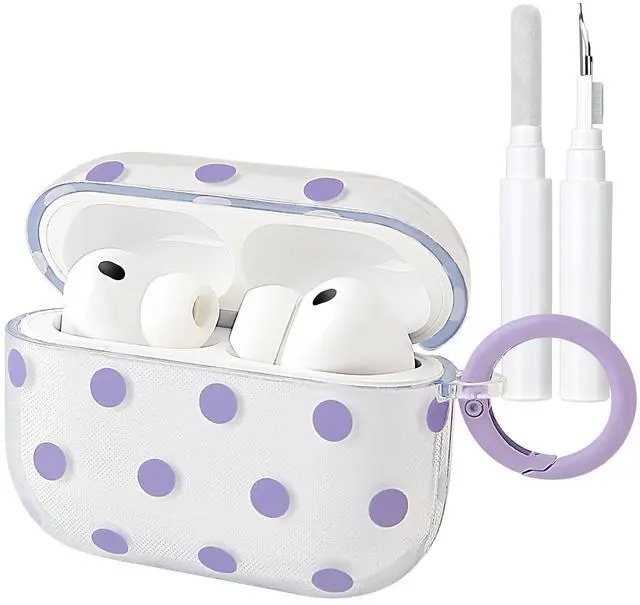 Main image of Cute Polka Dot Case for AirPods Pro 3 with Cleaner Kit | Clear,Shockproof,Full Protective Cover,Soft TPU,Daily,With Keychain,For Women,For Airpods Pro 3rd(2025)
