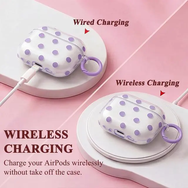 Alt view image 4 of 7 - Cute Polka Dot Case for AirPods Pro 3 with Cleaner Kit | Clear,Shockproof,Full Protective Cover,Soft TPU,Daily,With Keychain,For Women,For Airpods Pro 3rd(2025)