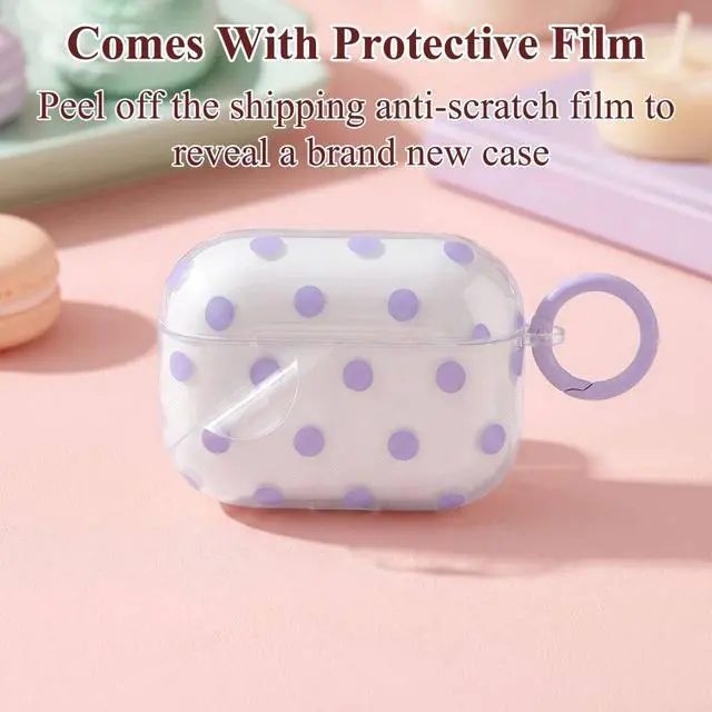 Alt view image 6 of 7 - Cute Polka Dot Case for AirPods Pro 3 with Cleaner Kit | Clear,Shockproof,Full Protective Cover,Soft TPU,Daily,With Keychain,For Women,For Airpods Pro 3rd(2025)