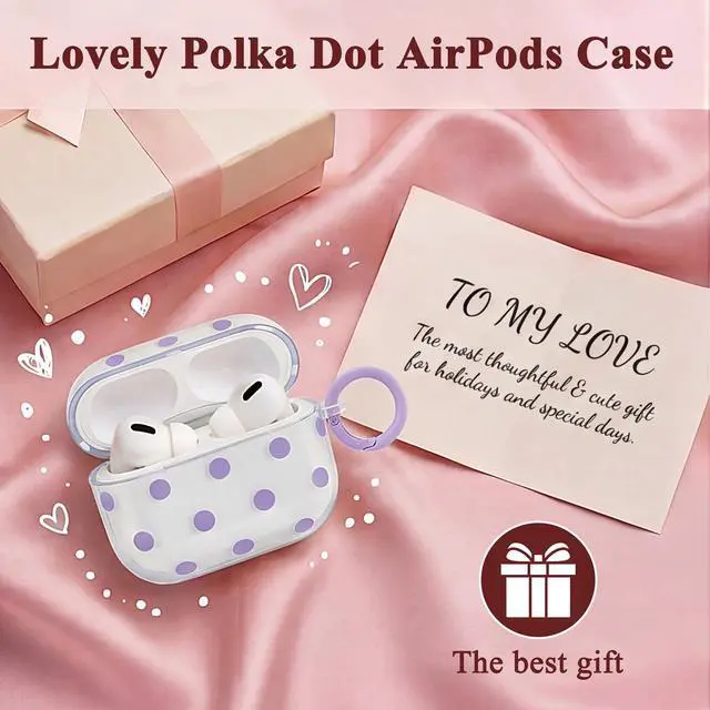 Alt view image 7 of 7 - Cute Polka Dot Case for AirPods Pro 3 with Cleaner Kit | Clear,Shockproof,Full Protective Cover,Soft TPU,Daily,With Keychain,For Women,For Airpods Pro 3rd(2025)