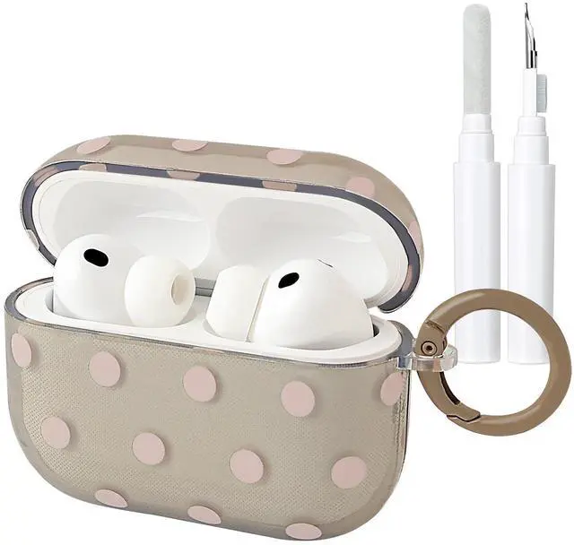Main image of Cute Polka Dot Case for AirPods Pro 3 with Cleaner Kit | Clear,Shockproof,Full Protective Cover,Soft TPU,Daily,With Keychain,For Women,For Airpods Pro 3rd(2025)