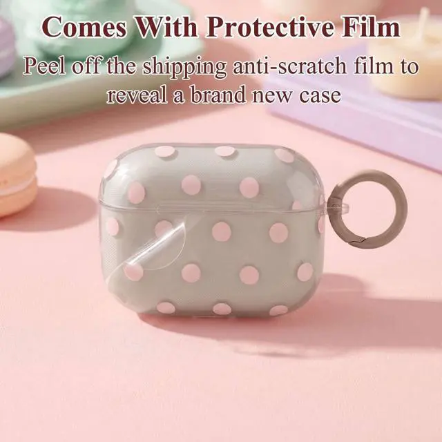Alt view image 6 of 7 - Cute Polka Dot Case for AirPods Pro 3 with Cleaner Kit | Clear,Shockproof,Full Protective Cover,Soft TPU,Daily,With Keychain,For Women,For Airpods Pro 3rd(2025)