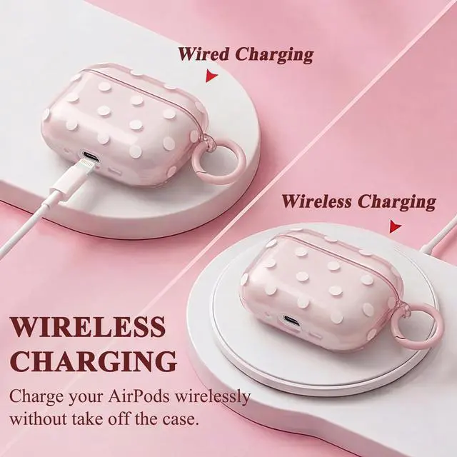 Alt view image 4 of 7 - Cute Polka Dot Case for AirPods Pro 3 with Cleaner Kit | Clear,Shockproof,Full Protective Cover,Soft TPU,Daily,With Keychain,For Women,For Airpods Pro 3rd(2025)