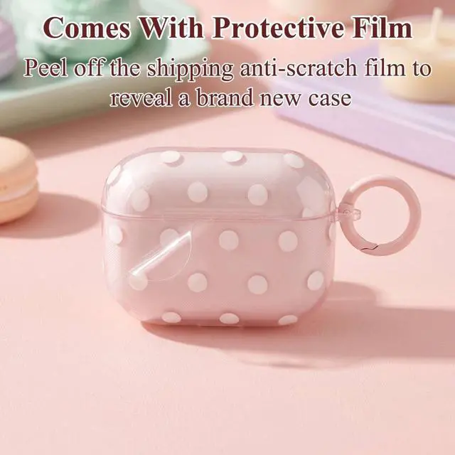 Alt view image 6 of 7 - Cute Polka Dot Case for AirPods Pro 3 with Cleaner Kit | Clear,Shockproof,Full Protective Cover,Soft TPU,Daily,With Keychain,For Women,For Airpods Pro 3rd(2025)