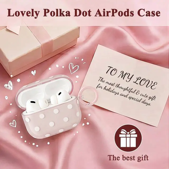 Alt view image 7 of 7 - Cute Polka Dot Case for AirPods Pro 3 with Cleaner Kit | Clear,Shockproof,Full Protective Cover,Soft TPU,Daily,With Keychain,For Women,For Airpods Pro 3rd(2025)
