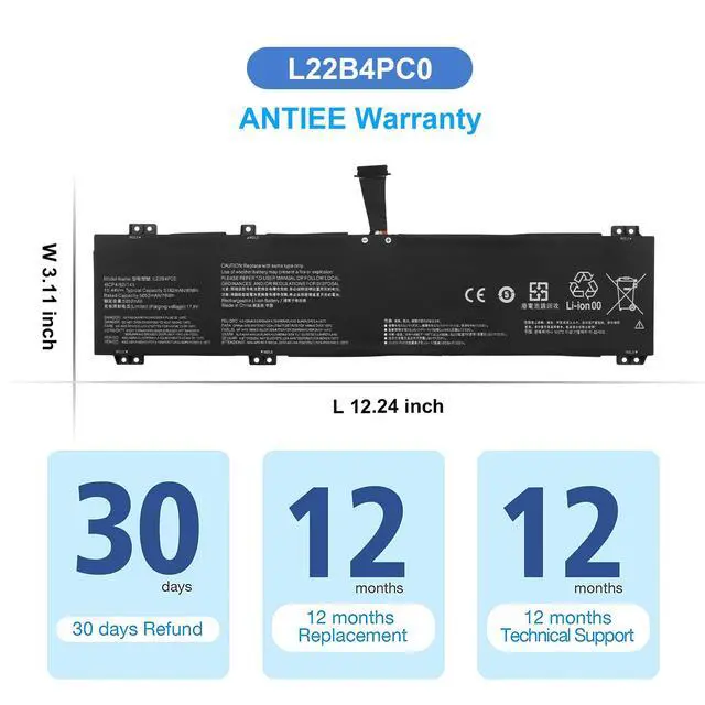 Alt view image 7 of 7 - L22C4PC0 Laptop Battery Replacement for Lenovo Legion Pro 5 16ARX8 16IRX8 | 16IRX9 Legion Pro 7 16IRX8 16IRX8H 16ARX8H 16IRX9H ThinkBook 16p G4 IRH L22B4PC0 L22D4PC0 L22X4PC0 L22M4PC0 15.44V 80Wh