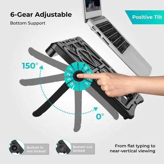 Alt view image 4 of 6 - Adjustable Laptop Stand for Desk, Ergonomic Riser for 10-17" Lap | ABS 4-in-1 sit-stand riser with phone holder. Fits Mac/Dell/HP. Great for students & workers.For office, dorm, travel, gaming