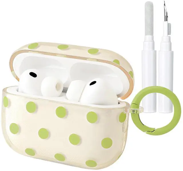 Main image of Cute Polka Dot Case for AirPods Pro 3 with Cleaner Kit | Clear,Shockproof,Full Protective Cover,Soft TPU,Daily,With Keychain,For Women,For Airpods Pro 3rd(2025)