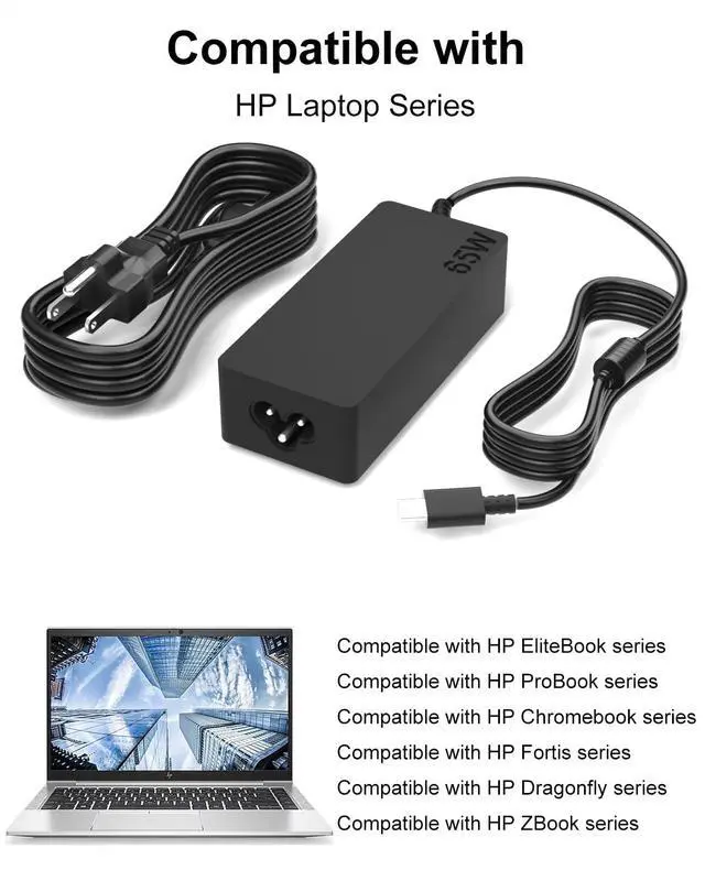 Alt view image 2 of 6 - 65W AC Adapter Laptop Charger Compatible with HP EliteBook 660 650 | For EliteBook 640 655 830 835 840 845 860 865 G9 G8 G10 G11/1040 1030 G10 G11 G4 G5 G6 G7 G8 G9 Probook Laptop Power Cord