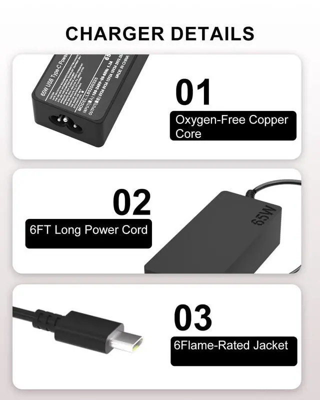 Alt view image 4 of 6 - 65W AC Adapter Laptop Charger Compatible with HP EliteBook 660 650 | For EliteBook 640 655 830 835 840 845 860 865 G9 G8 G10 G11/1040 1030 G10 G11 G4 G5 G6 G7 G8 G9 Probook Laptop Power Cord